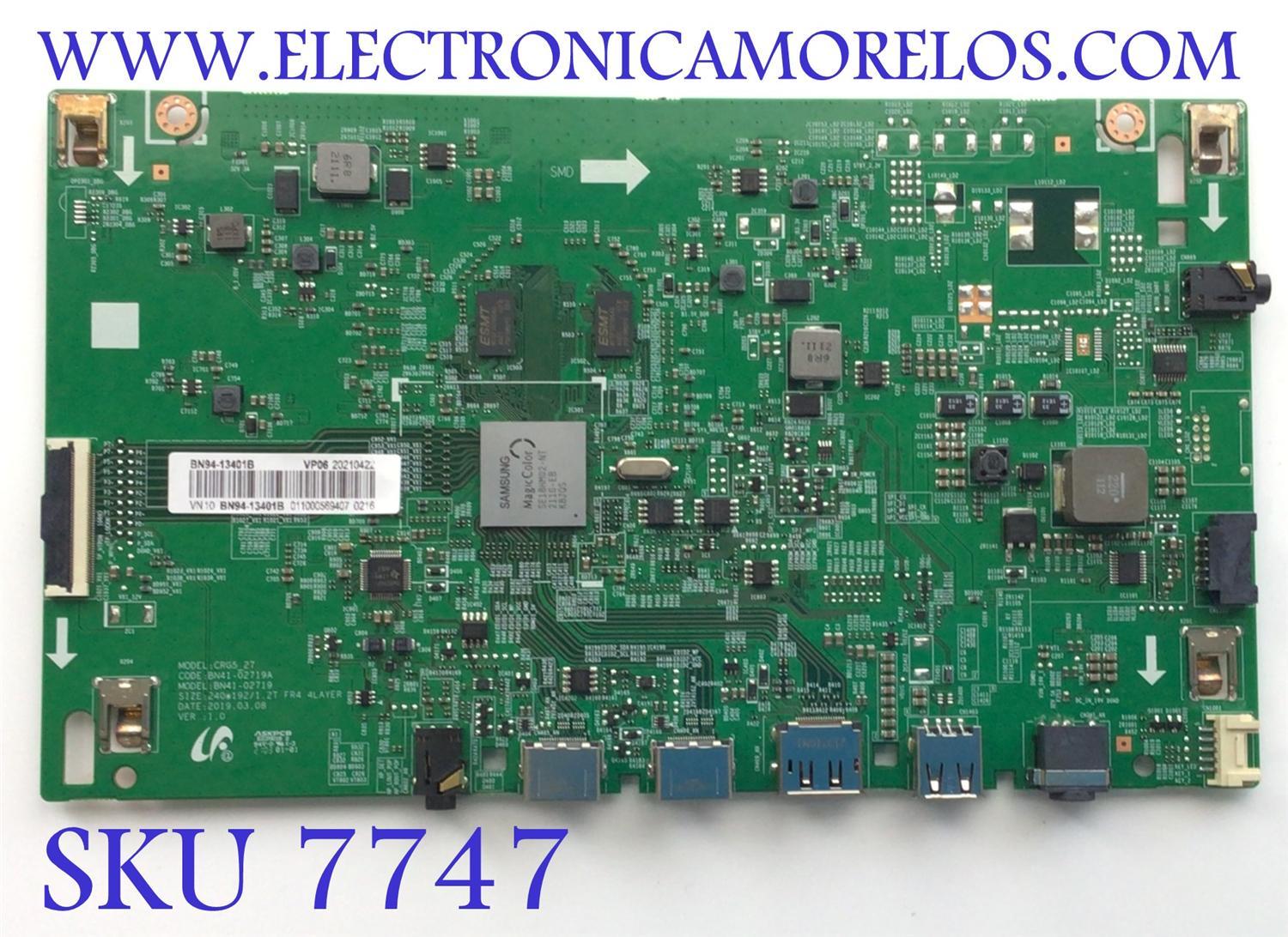 MAIN PARA MONITOR SAMSUNG / NUMERO DE PARTE BN94-13401B / BN41-02719A / BN9413401B / 13401B / PANEL CY-PR270DGHV1H / DISPLAY SG2701B01-C / MODELO LC27RG50FQNXZA CA03